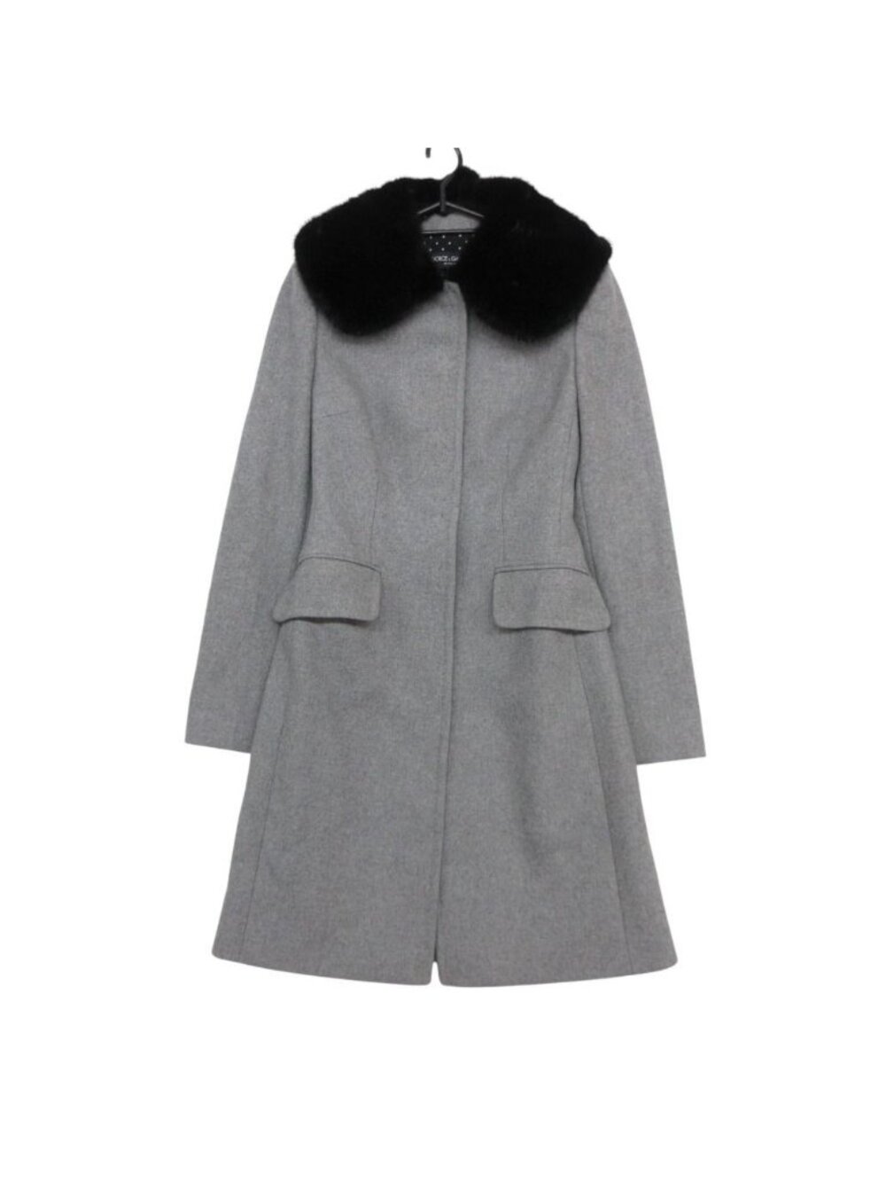Dolce & Gabbana Soutien Collar Coat Long Length Mink Fur Lining Dots Gray